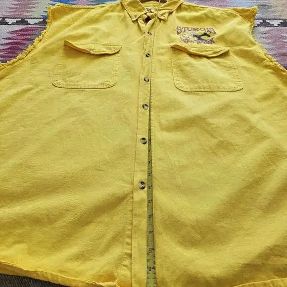 Sturgis Rally 2007 Yellow Sleeveless Denim Motorcycle Bike Week Shirt Mens 5XL - Picture 12 of 12
